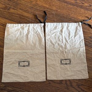 Gucci Beige Storage Bags with Black Ties (shoe dust bags) pair